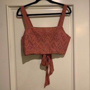 Free People cropped eyelet tank with bow